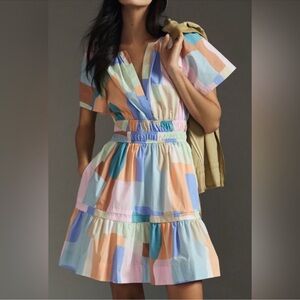 Anthropologie Somerset Pastel Geometric Print mini Dress